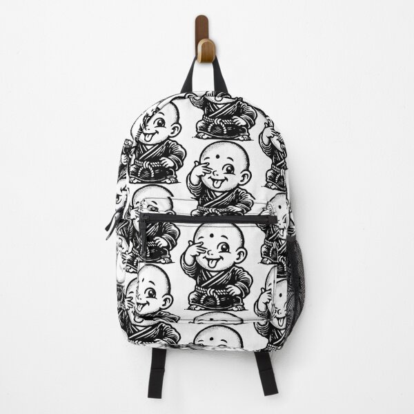 Item preview, Playful Baby Monk - Black and White Cartoon Illustration designed and sold by KARTICK DUTTA.