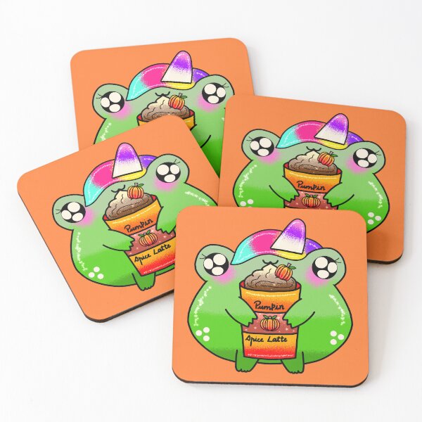 Item preview, Unicorn frog enjoying Spicy Pumpkin latte fall season designed and sold by Quacktails.