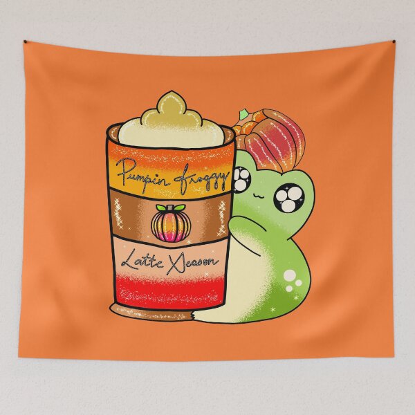 Item preview, Frogg drinking Spicy Pumpkin latte  designed and sold by Quacktails.