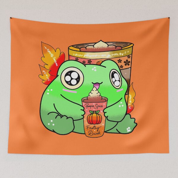 Item preview, Cute Scary frog pumpkin spice latte season designed and sold by Quacktails.