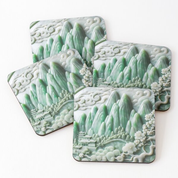 Item preview, Asian Jade Carving Landscape designed and sold by DeeCeeFashion.