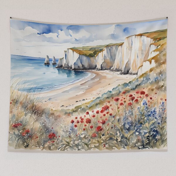 Item preview, Enchanting English Cove, Beach, and Wildflowers designed and sold by Country-Artist.