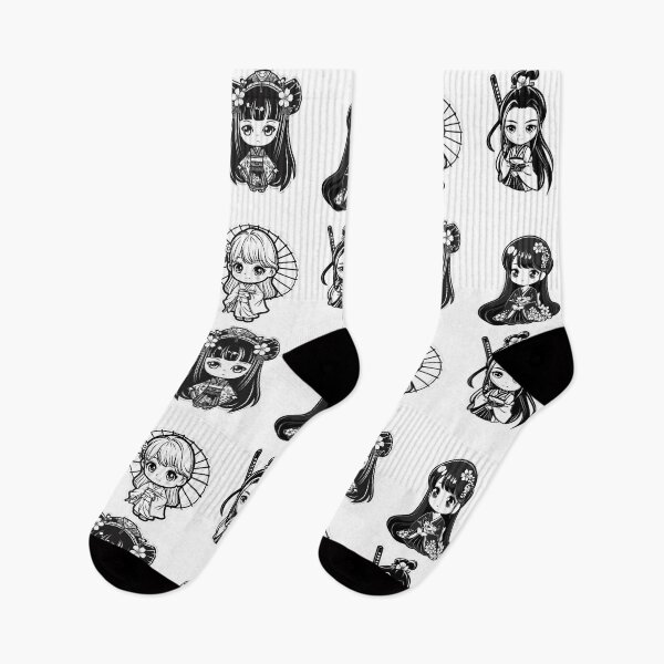 Item preview, Monochrome Kawaii Anime Girls designed and sold by KokoroCreations.