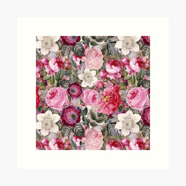 Item preview, Vintage Pink Floral Botanical Night Garden Pattern  NightGarden  designed and sold by UtArt.