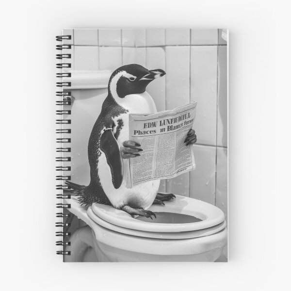 Item preview, Penguin Sitting on the Toilet Reading a Newspaper designed and sold by CheekyAnimalz.