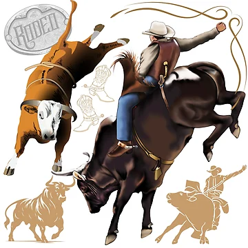 Artwork thumbnail, Rodeo Bull Riders by Color4Nature