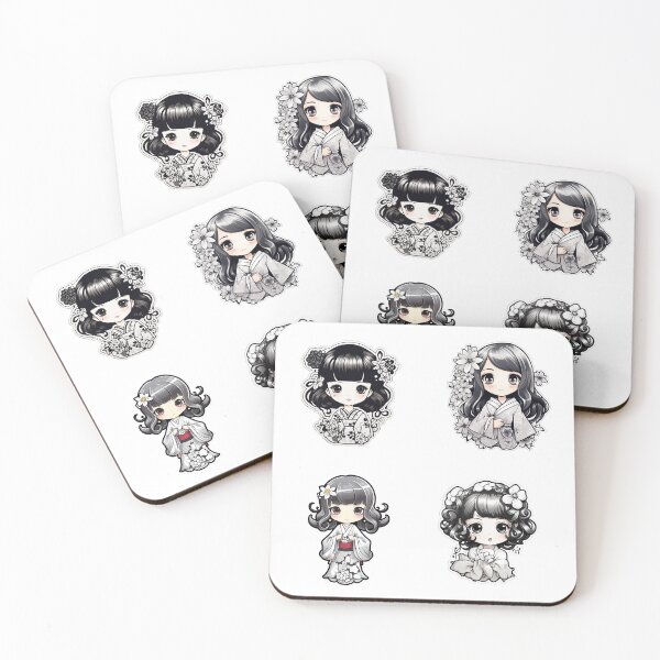 Item preview, Four Floral Kawaii Anime Girls designed and sold by KokoroCreations.