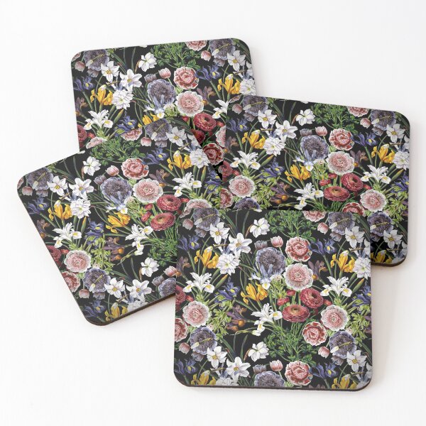 Item preview, Victorian Flower Pattern Botanical Night Garden on Black NightGarden  designed and sold by UtArt.