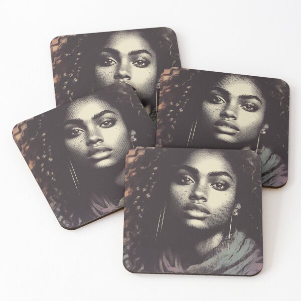 Item preview, Curly Charm: A Modern Mixed Media Portrait designed and sold by Drawings Project.