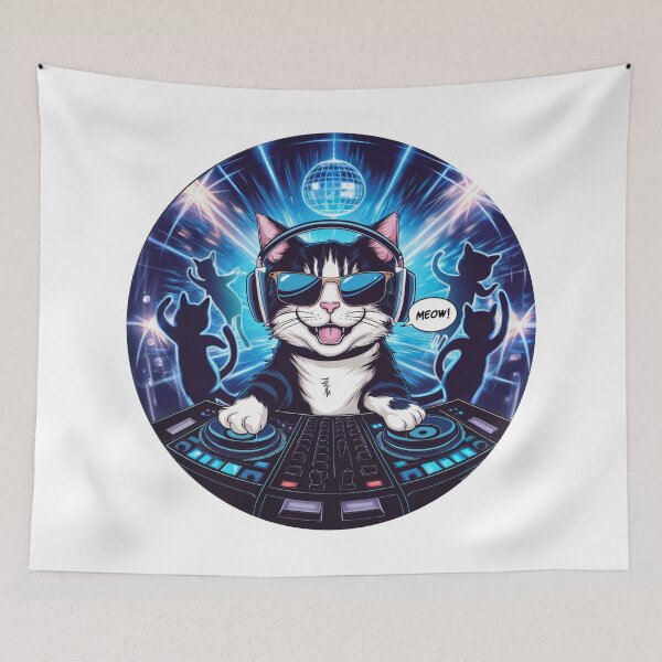 Item preview, Cat Deejay designed and sold by tee-blah-blah.