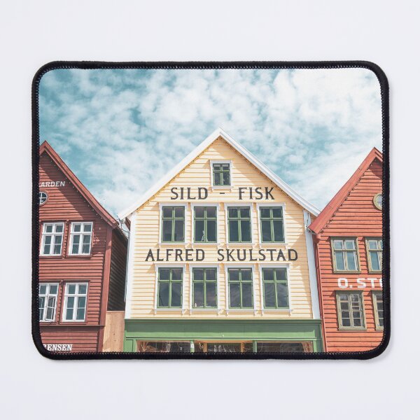 Item preview, Retro world heritage site Bryggen in Bergen, Norway - summer architecture and travel photography designed and sold by Christa Stroo Photography.