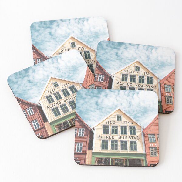 Item preview, Retro world heritage site Bryggen in Bergen, Norway - summer architecture and travel photography designed and sold by Christa Stroo Photography.