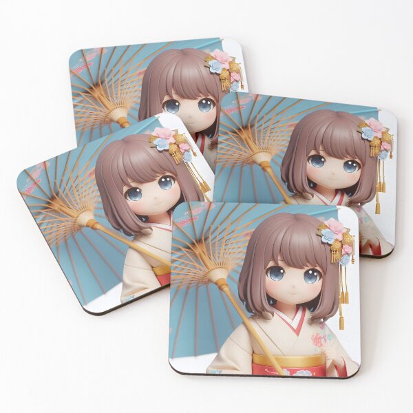 Item preview, Kawaii Girl in Traditional Kimono with Parasol designed and sold by Ronin1969.