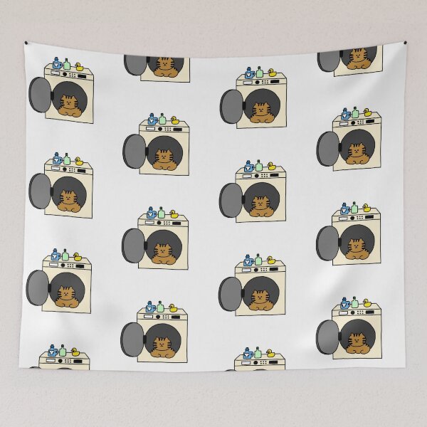 Item preview, a Cat and a Duck in the washing machine designed and sold by superbaechoo.