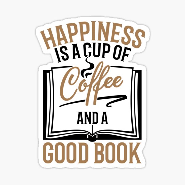 Savvy Turtle Reading Design for Women Happiness Is Coffee and Good Book Sticker