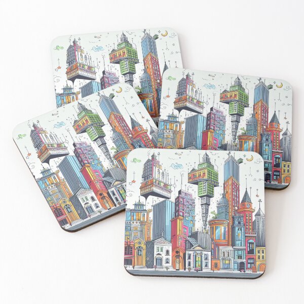 Item preview, Floating skyscrapers,Chaos in motion minimalist abstract art designed and sold by MalPhiri.