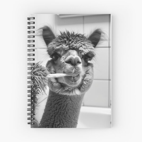 Item preview, Alpaca Brushing Teeth in the Bathroom designed and sold by CheekyAnimalz.