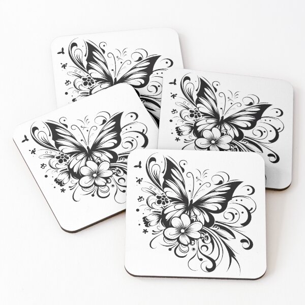 Item preview, Black And White Abstract Butterfly Tattoo Design designed and sold by Coffee Lifestyle.