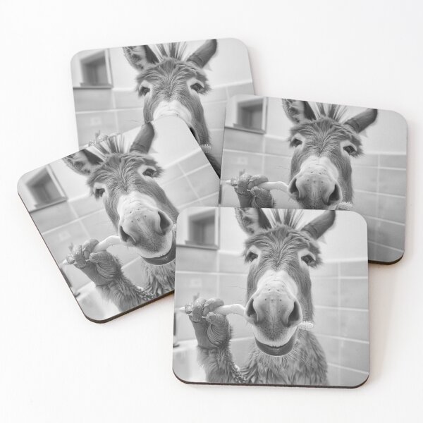 Item preview, Donkey Brushing Teeth in the Bathroom designed and sold by CheekyAnimalz.