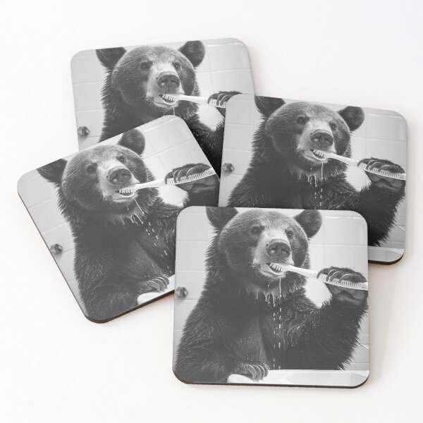 Item preview, Bear Brushing Teeth in the Bathroom designed and sold by CheekyAnimalz.