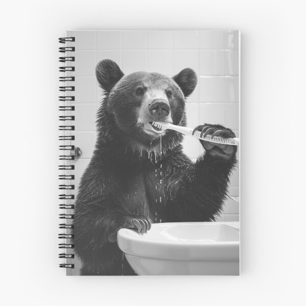 Item preview, Bear Brushing Teeth in the Bathroom designed and sold by CheekyAnimalz.
