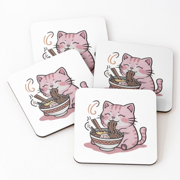 Item preview, Lindo gato disfruta de los fideos ramen designed and sold by DesignNadine.