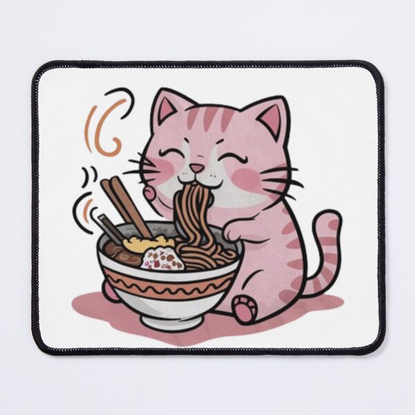 Item preview, Cute cat enjoys ramen noodles designed and sold by DesignNadine.