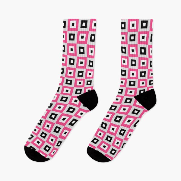 Item preview, Pink Black White Square Geometric Pattern designed and sold by PatternTitan.