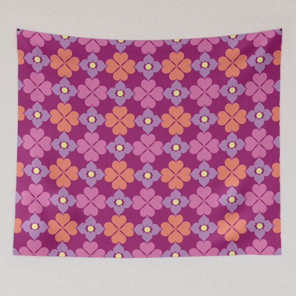 Item preview, Pretty Retro Modern Floral Pattern in Pink, Orange, Lilac and Yellow designed and sold by scome.