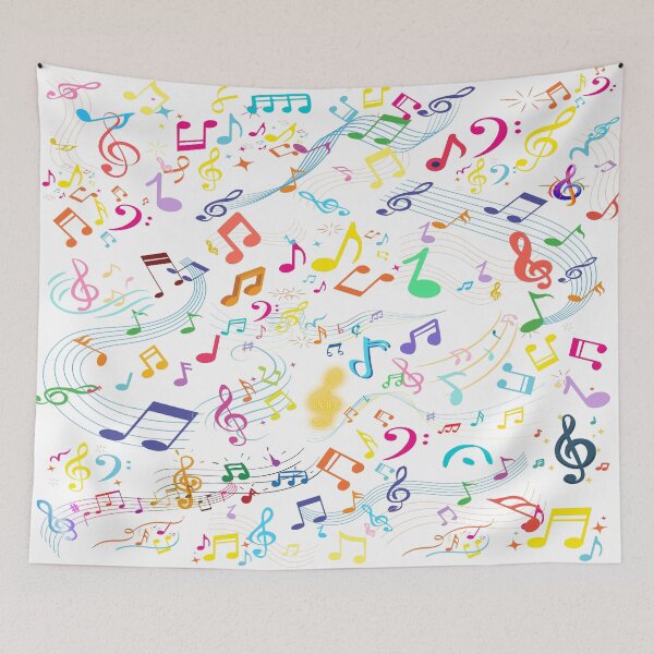 Item preview, Music Everywhere In White & Vivid Colors Original Graphic Artwork designed and sold by BrightrDayMusicArt.