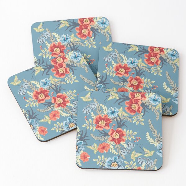 Item preview, Large Bouquet of Tulips with Hibiscus, Light blue background  designed and sold by Alex  Blud.