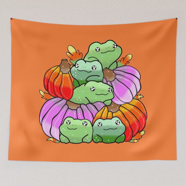 Item preview, Stack of pumpkin halloween frogs designed and sold by Quacktails.