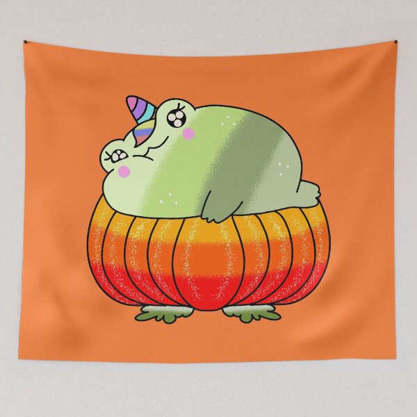 Item preview, Orange cute pumpkin halloween frog designed and sold by Quacktails.