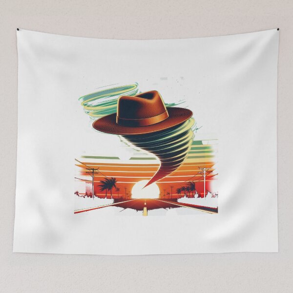 Item preview, Whimsical tornado from hat sweeps city, objects fly. designed and sold by freackly.