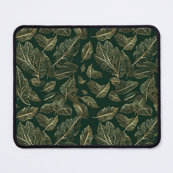 Item preview, golden leaves on emerald background designed and sold by Moonde04.
