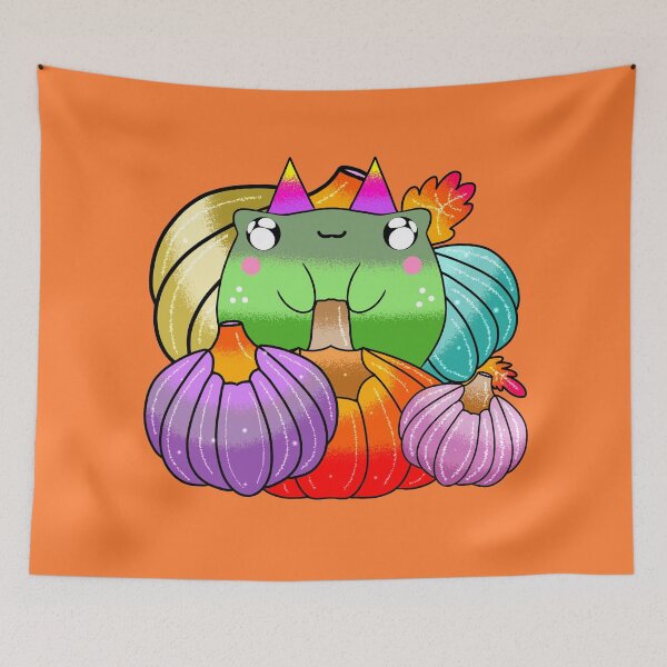 Item preview, Devils Cute Orange kawaii pumpkin halloween frog designed and sold by Quacktails.