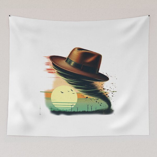 Item preview, Giant hat tornado in city, objects swirling around. designed and sold by freackly.