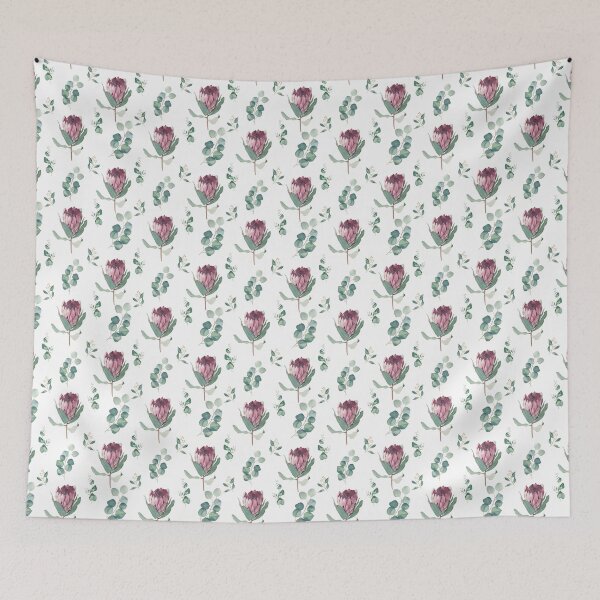 Item preview, Protea and eucalyptus pattern designed and sold by InnaPatiutko.