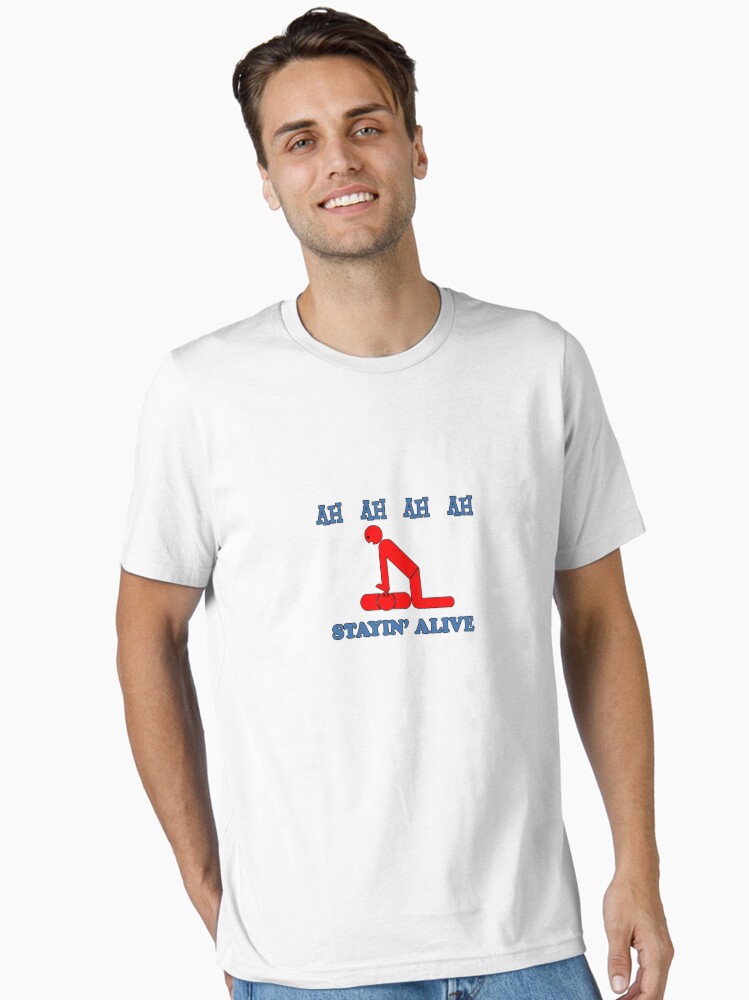 Thumbnail 2 of 7, Essential T-Shirt, Stayin' Alive designed and sold by heeheetees.