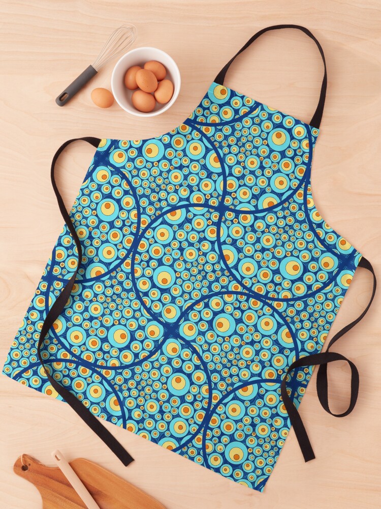 Apron, Starry Night On Sea Doodle Art Deco Ogee Fans designed and sold by Triplicate Limited