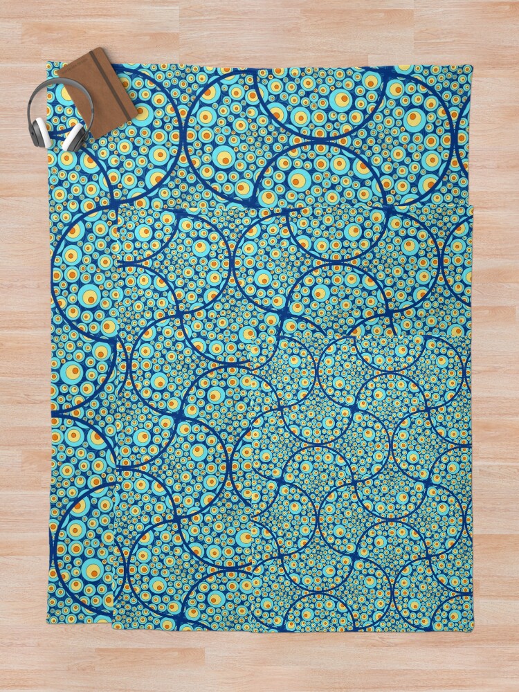 Thumbnail 5 of 6, Throw Blanket, Starry Night On Sea Doodle Art Deco Ogee Fans designed and sold by prandski.