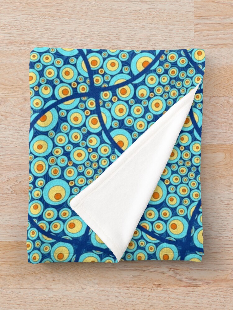 Thumbnail 3 of 6, Throw Blanket, Starry Night On Sea Doodle Art Deco Ogee Fans designed and sold by prandski.
