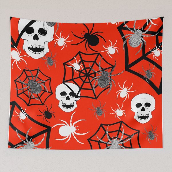 Item preview, Red Halloween Skulls And Spider Web designed and sold by Sartoris Art.