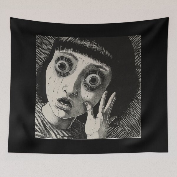 Item preview, faced - black and white horror manga anime girl designed and sold by ForsakenFrames.