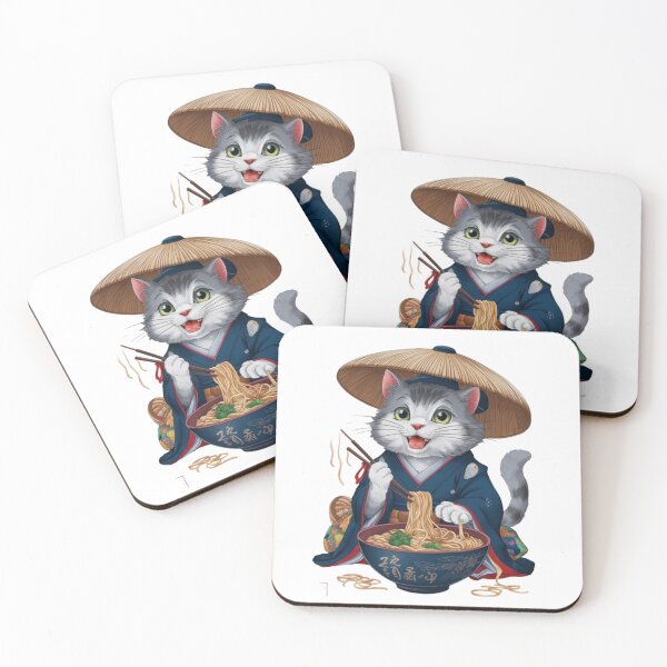 Item preview, cute cat enjoy ramen noodles designed and sold by DesignNadine.