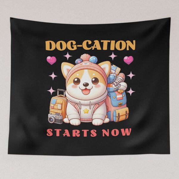 Item preview, Dog-cation Ready! Cute Kawaii Dog T-Shirt designed and sold by incubhabeprints.