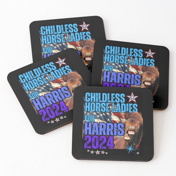 Item preview, Childless Horse Ladies For Harris 2024 Vote Blue Save Democracy Political Design designed and sold by EarthArtDesigns.