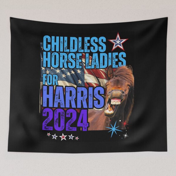 Item preview, Childless Horse Ladies For Harris 2024 Vote Blue Save Democracy Political Design designed and sold by EarthArtDesigns.