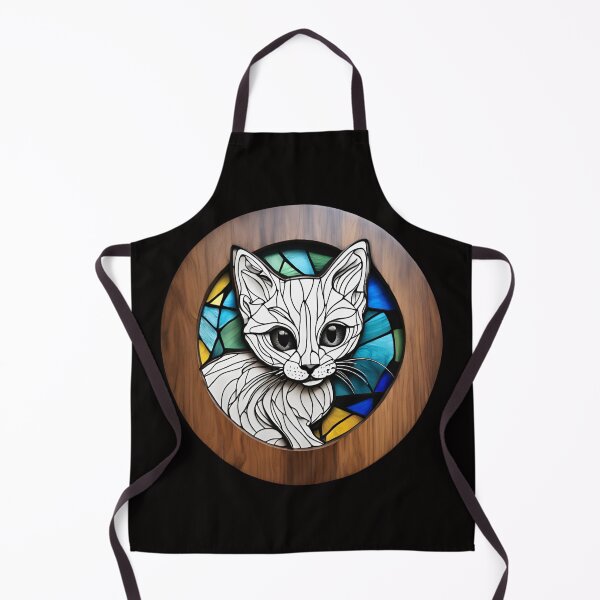 Item preview, Stained Glass Hypno White Cat 3D - Graffiti Style Pyrography designed and sold by Monika Turemka.