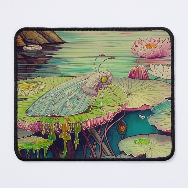 Item preview, chinese moth on lotus leaf designed and sold by PricklyPeanut.